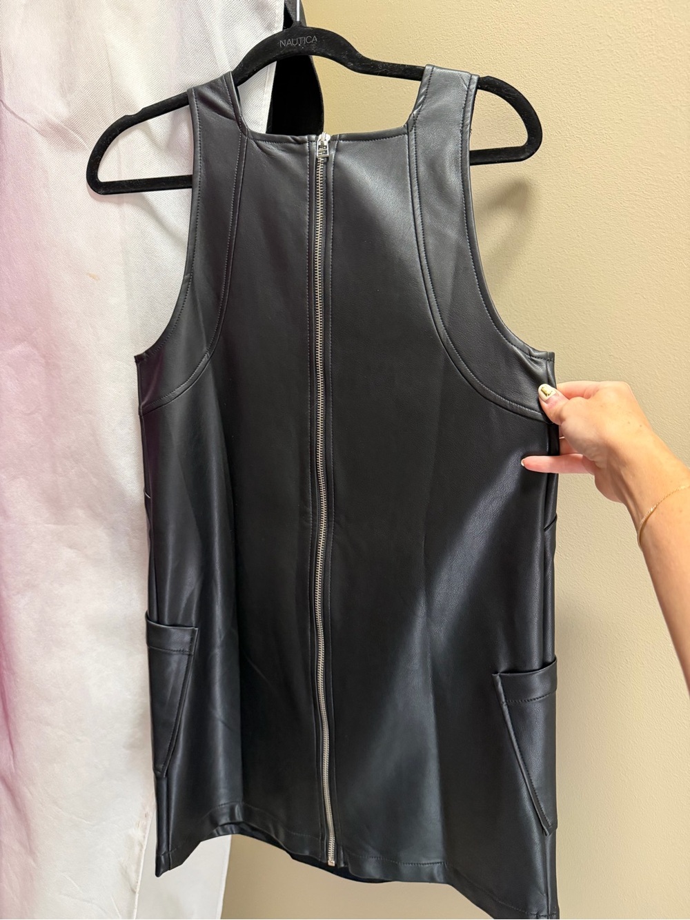 Sleeveless Faux Leather Dress - Black